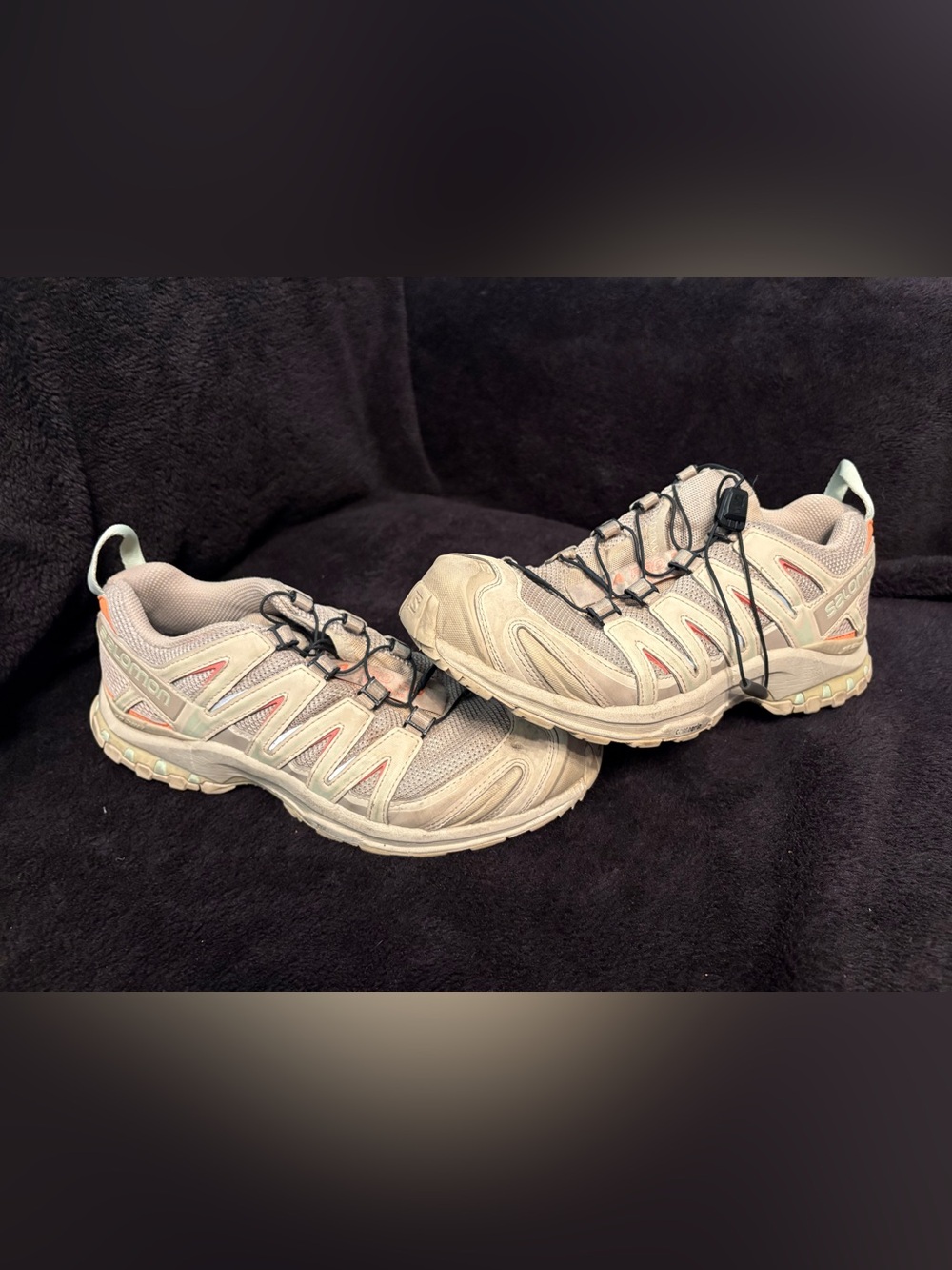 Salomon XA Pro 3D V8 Beige Coral Outdoor Trail Running Shoes 8.5 Womens 7.5 Men
